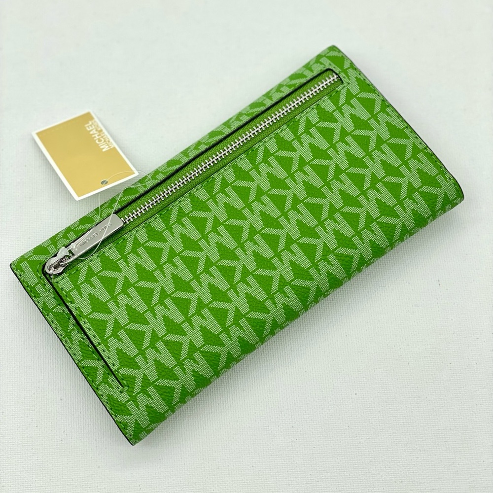 Michael Kors Green Monogram Large Trifold Wallet - Picture 9 of 9